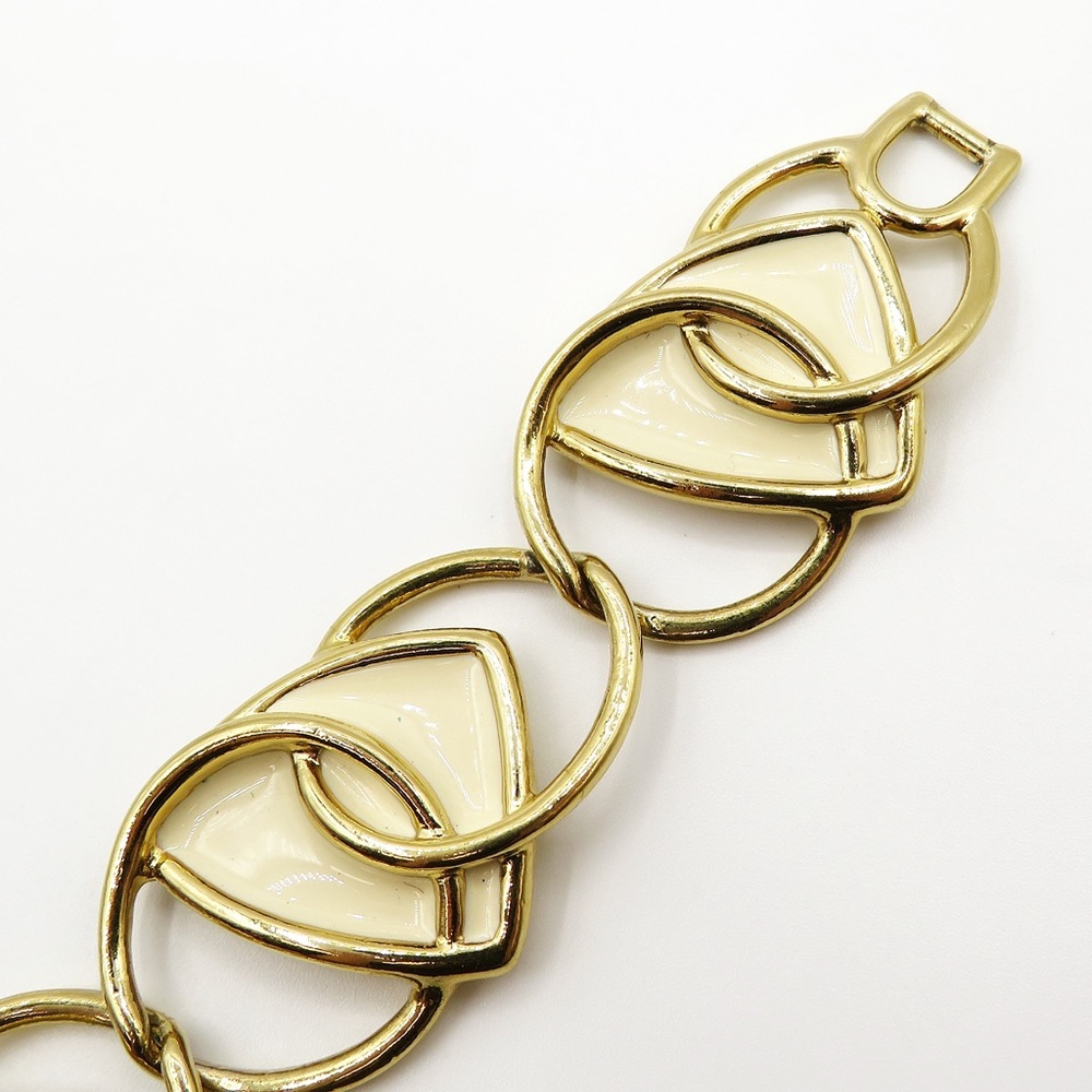 Kunio Matsumoto Trifari TM vintage gold tone enamel chunky necklace & bracelet - Picture 14 of 16